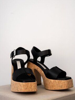 NWT STELLA MCCARTNEY SKYLA BLACK PLATFORM SANDALS